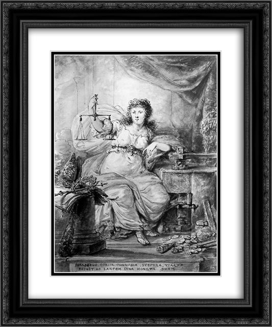 Allegory on Coin of Dordrecht 20x24 Black Ornate Wood Framed Art Print Poster with Double Matting by van Strij, Abraham