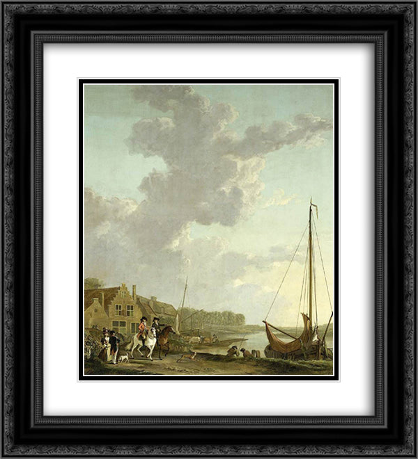 An Extensive River Landscape 20x22 Black Ornate Wood Framed Art Print Poster with Double Matting by van Strij, Abraham