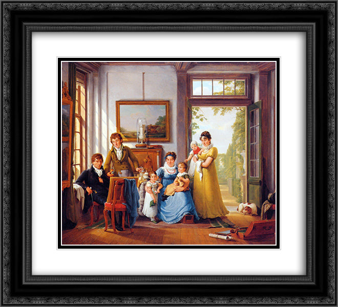 Hendrik Weymans and his family 22x20 Black Ornate Wood Framed Art Print Poster with Double Matting by van Strij, Abraham