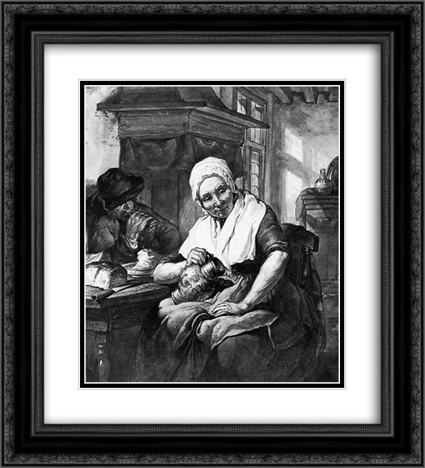 Interior with a woman and man 20x22 Black Ornate Wood Framed Art Print Poster with Double Matting by van Strij, Abraham