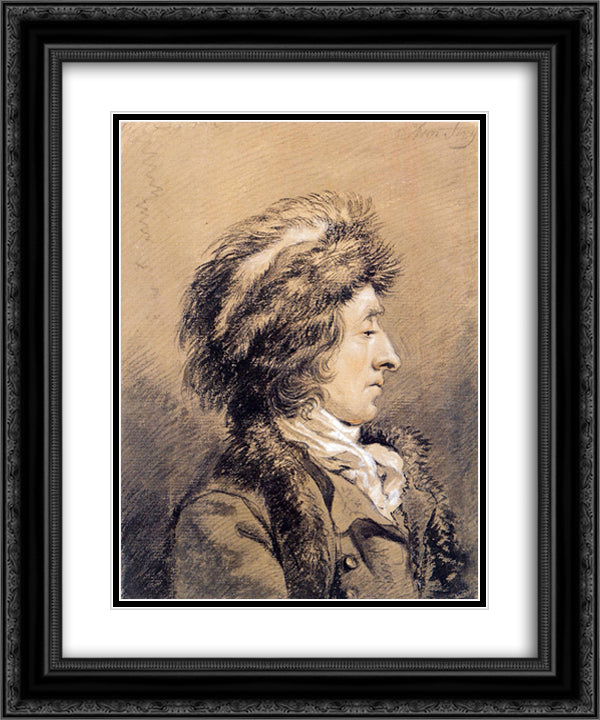 Man with fur hat 20x24 Black Ornate Wood Framed Art Print Poster with Double Matting by van Strij, Abraham