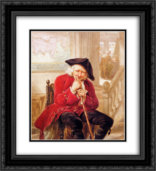 Sitting old man waiting in hall 20x22 Black Ornate Wood Framed Art Print Poster with Double Matting by van Strij, Abraham