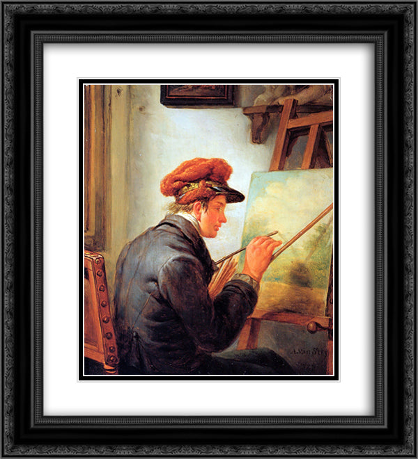 The artist's son 20x22 Black Ornate Wood Framed Art Print Poster with Double Matting by van Strij, Abraham