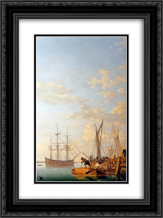 Unloading wood at Builenwalenvest 18x24 Black Ornate Wood Framed Art Print Poster with Double Matting by van Strij, Abraham