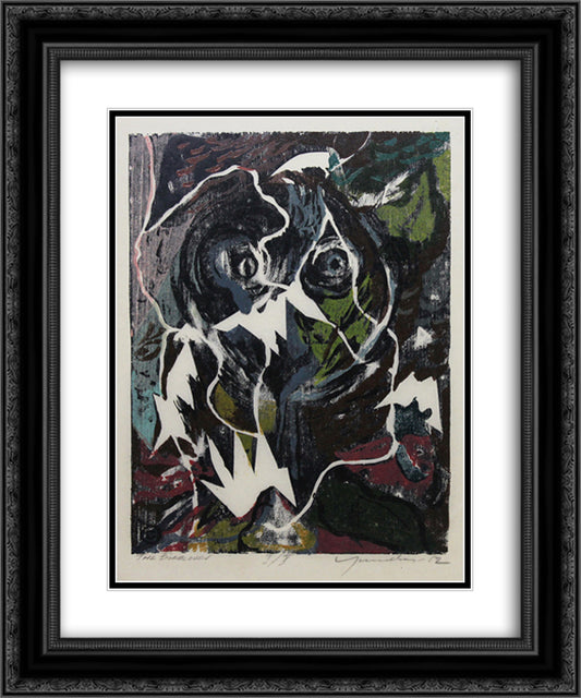 The Bird Lover 20x24 Black Ornate Wood Framed Art Print Poster with Double Matting by Yunkers, Adja