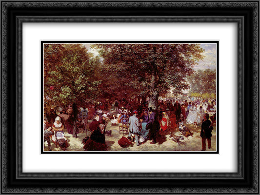 Afternoon in the Tuileries Gardens 24x18 Black Ornate Wood Framed Art Print Poster with Double Matting by Menzel, Adolph