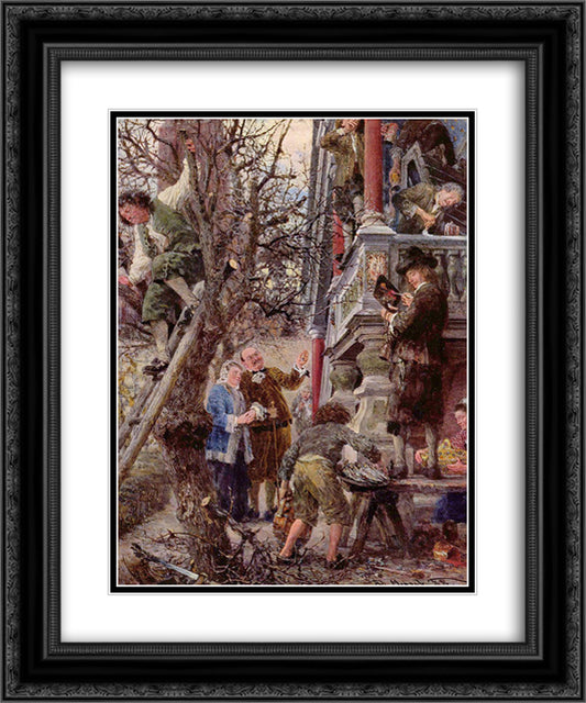 Beati Possidentes (Blessed are those who have) 20x24 Black Ornate Wood Framed Art Print Poster with Double Matting by Menzel, Adolph