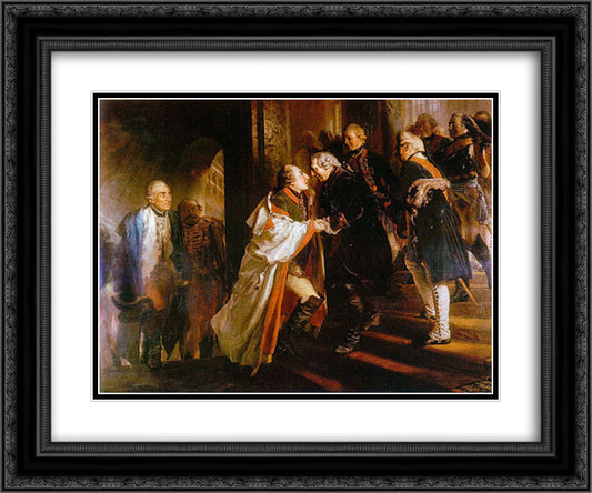 Begegngung mit Kaiser Joseph II in Neisse 24x20 Black Ornate Wood Framed Art Print Poster with Double Matting by Menzel, Adolph