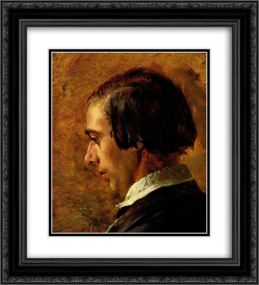 Portrait of Menzel's brother Richard 20x22 Black Ornate Wood Framed Art Print Poster with Double Matting by Menzel, Adolph