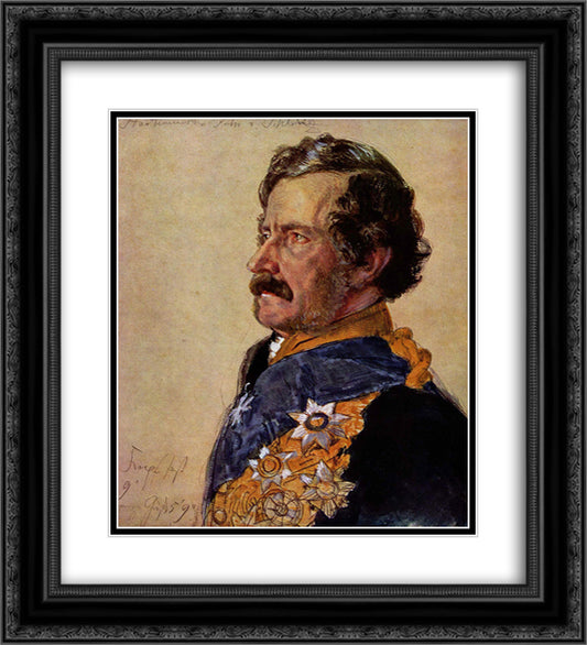 Staatsminister Freiherr von Schleinitz 20x22 Black Ornate Wood Framed Art Print Poster with Double Matting by Menzel, Adolph