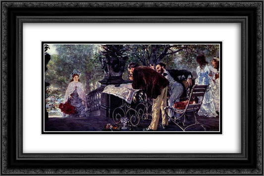 Travel plans 24x16 Black Ornate Wood Framed Art Print Poster with Double Matting by Menzel, Adolph