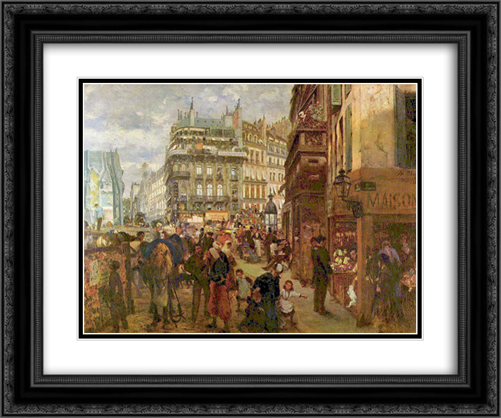 Weekday in Paris 24x20 Black Ornate Wood Framed Art Print Poster with Double Matting by Menzel, Adolph