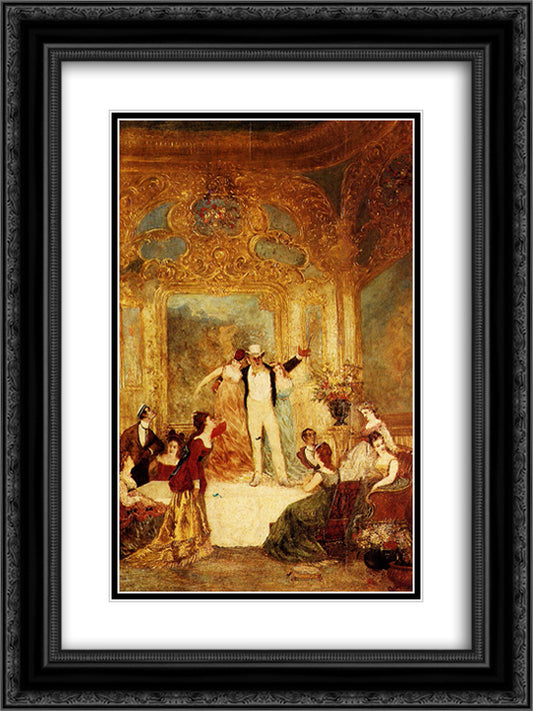 An evening at the Paiva 18x24 Black Ornate Wood Framed Art Print Poster with Double Matting by Monticelli, Adolphe Joseph Thomas