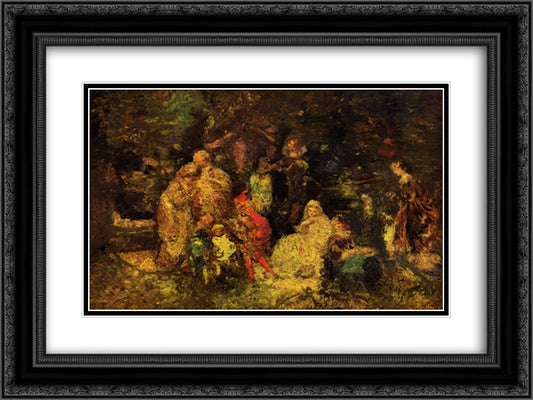 As You Like It 24x18 Black Ornate Wood Framed Art Print Poster with Double Matting by Monticelli, Adolphe Joseph Thomas