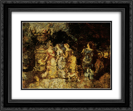 Gallant party 24x20 Black Ornate Wood Framed Art Print Poster with Double Matting by Monticelli, Adolphe Joseph Thomas