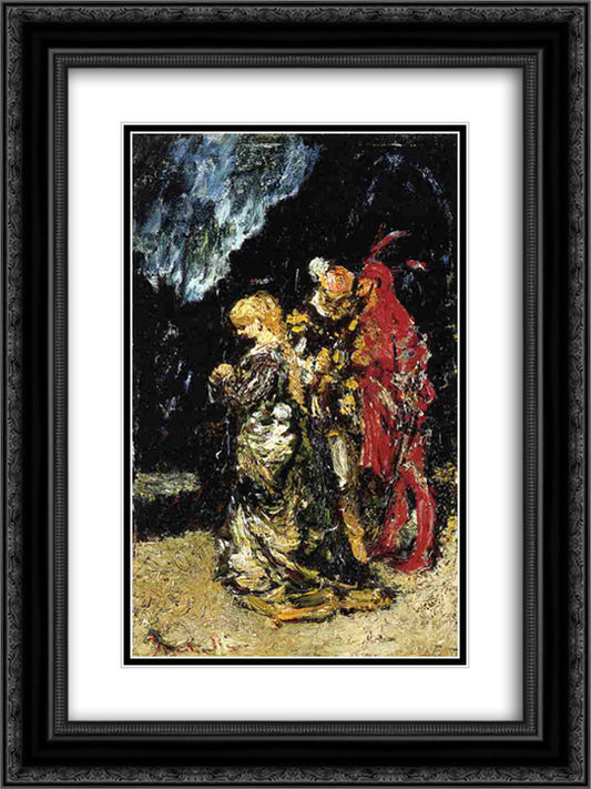 Margaree, Faust and Mephisto 18x24 Black Ornate Wood Framed Art Print Poster with Double Matting by Monticelli, Adolphe Joseph Thomas