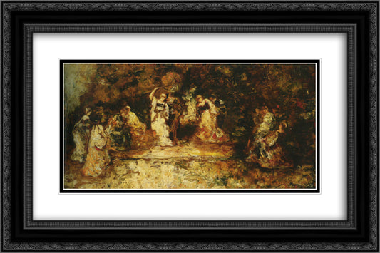 Stage 24x16 Black Ornate Wood Framed Art Print Poster with Double Matting by Monticelli, Adolphe Joseph Thomas