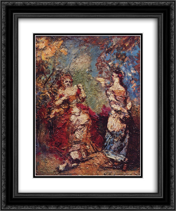 The Precious Ridiculous 20x24 Black Ornate Wood Framed Art Print Poster with Double Matting by Monticelli, Adolphe Joseph Thomas