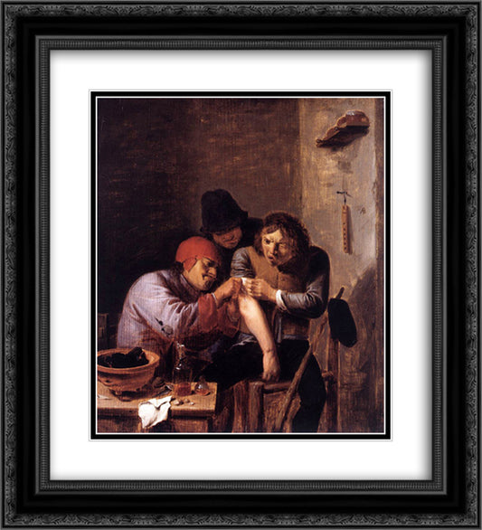 Feeling 20x22 Black Ornate Wood Framed Art Print Poster with Double Matting by Brouwer, Adriaen