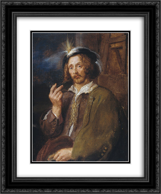 Jan Davidszoon de Heem 20x24 Black Ornate Wood Framed Art Print Poster with Double Matting by Brouwer, Adriaen