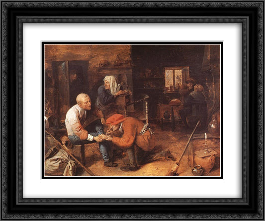 Operation on foot 24x20 Black Ornate Wood Framed Art Print Poster with Double Matting by Brouwer, Adriaen