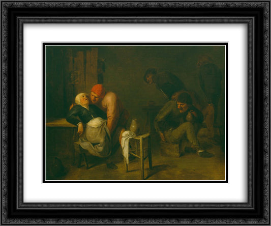 Peasant Inn 24x20 Black Ornate Wood Framed Art Print Poster with Double Matting by Brouwer, Adriaen