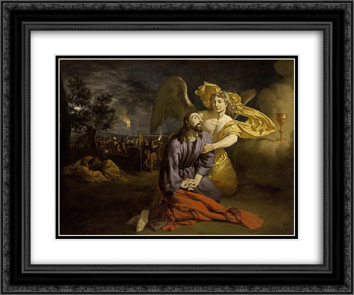 Agony in the Garden 24x20 Black Ornate Wood Framed Art Print Poster with Double Matting by Velde, Adriaen van de