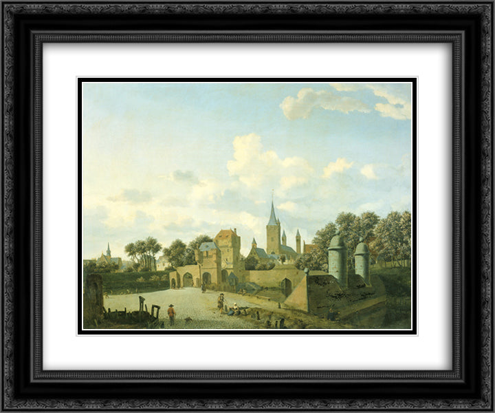 The church of St. Severin in Cologne in a fictive setting 24x20 Black Ornate Wood Framed Art Print Poster with Double Matting by Velde, Adriaen van de