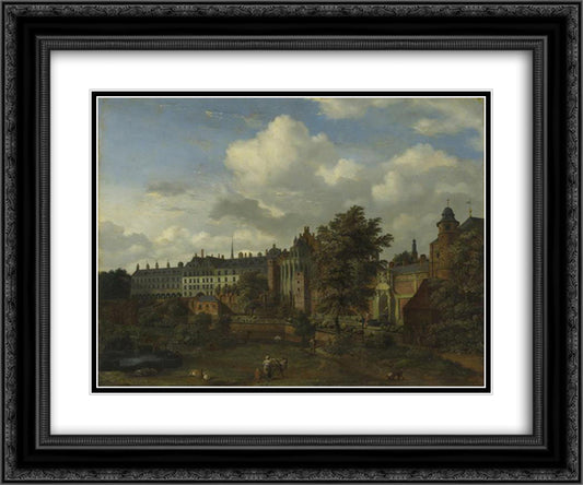 View of the ancient castle of the Dukes of Burgundy in Brussels 24x20 Black Ornate Wood Framed Art Print Poster with Double Matting by Velde, Adriaen van de