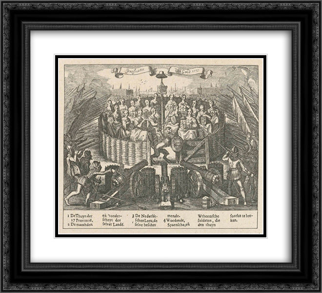 Allegory depicting the Pacification of Ghent 22x20 Black Ornate Wood Framed Art Print Poster with Double Matting by Venne, Adriaen van de