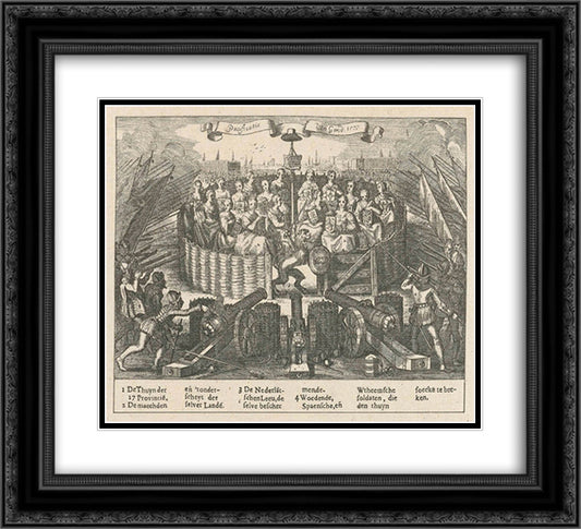 Allegory depicting the Pacification of Ghent 22x20 Black Ornate Wood Framed Art Print Poster with Double Matting by Venne, Adriaen van de