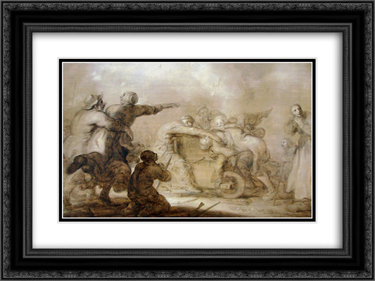 Altogether too stupid! 24x18 Black Ornate Wood Framed Art Print Poster with Double Matting by Venne, Adriaen van de