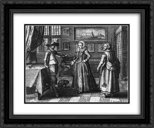 Illustration 24x20 Black Ornate Wood Framed Art Print Poster with Double Matting by Venne, Adriaen van de