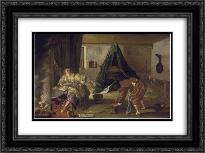 Mans Grief 24x18 Black Ornate Wood Framed Art Print Poster with Double Matting by Venne, Adriaen van de