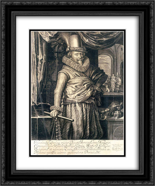 Portrait of Frederick Hendrick, Prince of Orange Nassau 20x24 Black Ornate Wood Framed Art Print Poster with Double Matting by Venne, Adriaen van de