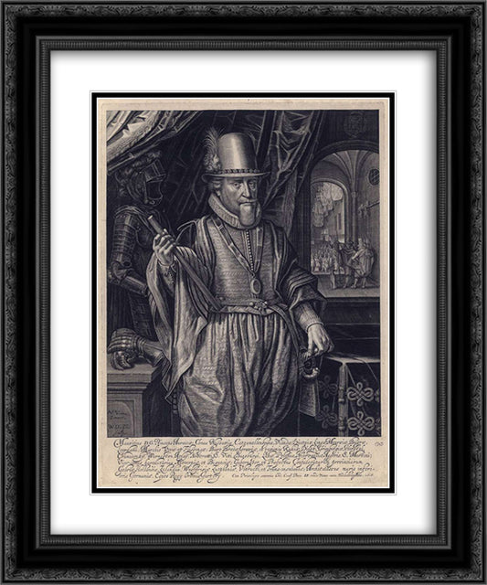 Portrait of Maurice, Prince of Orange 20x24 Black Ornate Wood Framed Art Print Poster with Double Matting by Venne, Adriaen van de