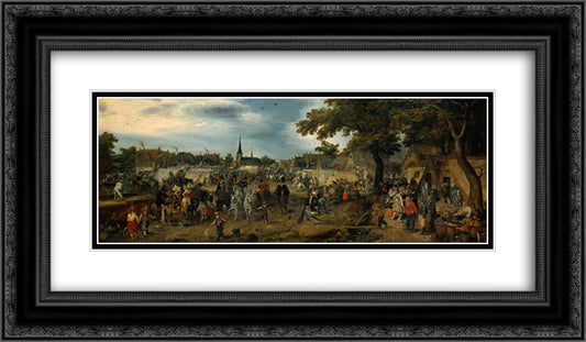 Princes Maurits and Frederik Hendrik of Orange at the Valkenburg horse fair 24x14 Black Ornate Wood Framed Art Print Poster with Double Matting by Venne, Adriaen van de