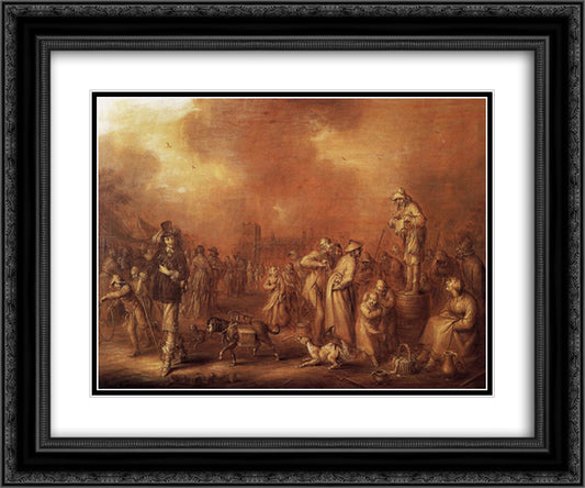 Where There are People Money May Be Made 24x20 Black Ornate Wood Framed Art Print Poster with Double Matting by Venne, Adriaen van de