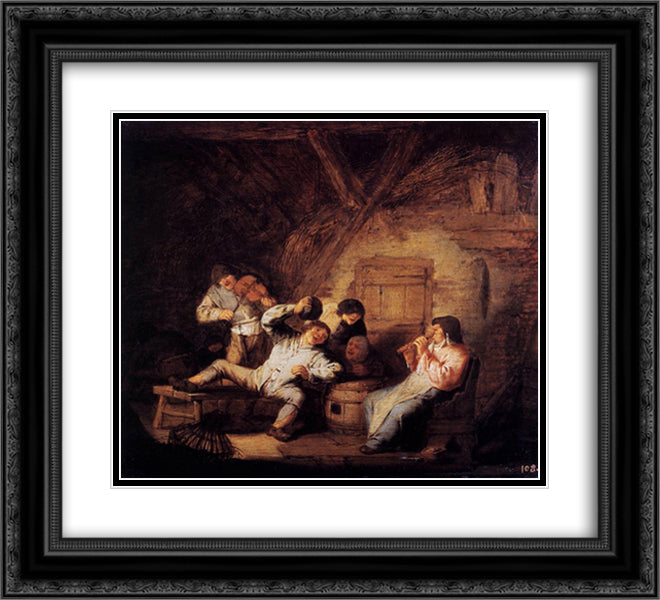 Country Concert 22x20 Black Ornate Wood Framed Art Print Poster with Double Matting by Ostade, Adriaen van