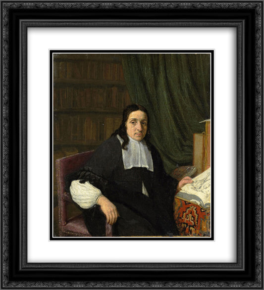 Portrait of a Scholar 20x22 Black Ornate Wood Framed Art Print Poster with Double Matting by Ostade, Adriaen van