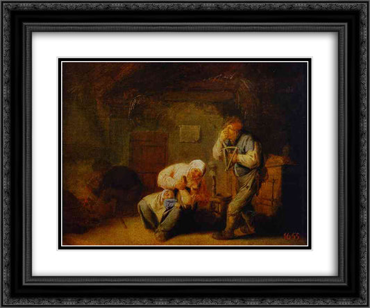 Sense of Smell 24x20 Black Ornate Wood Framed Art Print Poster with Double Matting by Ostade, Adriaen van