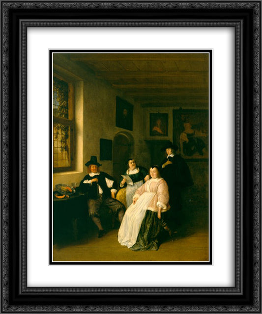 The De Goyer Family and the Painter 20x24 Black Ornate Wood Framed Art Print Poster with Double Matting by Ostade, Adriaen van