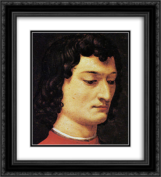 A portrait of Giuliano di Piero de' Medici 20x22 Black Ornate Wood Framed Art Print Poster with Double Matting by Bronzino, Agnolo