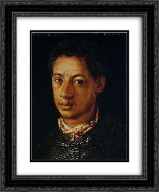 Alessandro de' Medici 20x24 Black Ornate Wood Framed Art Print Poster with Double Matting by Bronzino, Agnolo