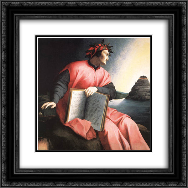 Allegorical Portrait of Dante 20x20 Black Ornate Wood Framed Art Print Poster with Double Matting by Bronzino, Agnolo