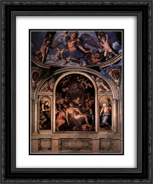 Altarpiece 20x24 Black Ornate Wood Framed Art Print Poster with Double Matting by Bronzino, Agnolo