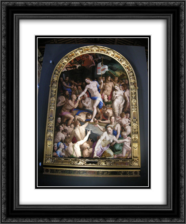 Christ in Limbo 20x24 Black Ornate Wood Framed Art Print Poster with Double Matting by Bronzino, Agnolo