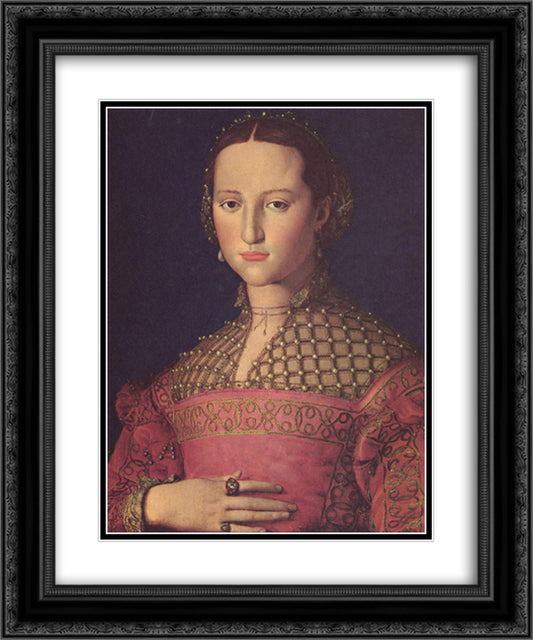 Eleonora da Toledo 20x24 Black Ornate Wood Framed Art Print Poster with Double Matting by Bronzino, Agnolo