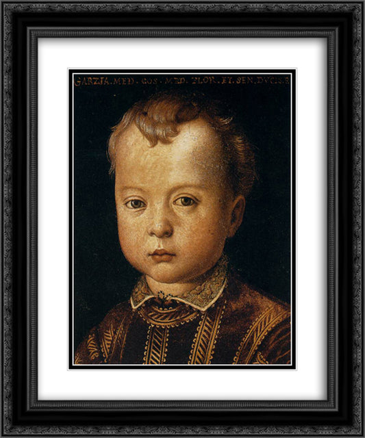 Garcia de' Medici 20x24 Black Ornate Wood Framed Art Print Poster with Double Matting by Bronzino, Agnolo