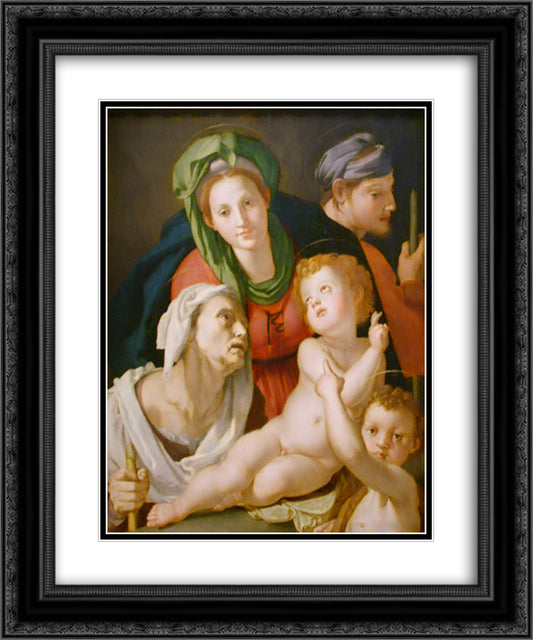 Holy Family 20x24 Black Ornate Wood Framed Art Print Poster with Double Matting by Bronzino, Agnolo